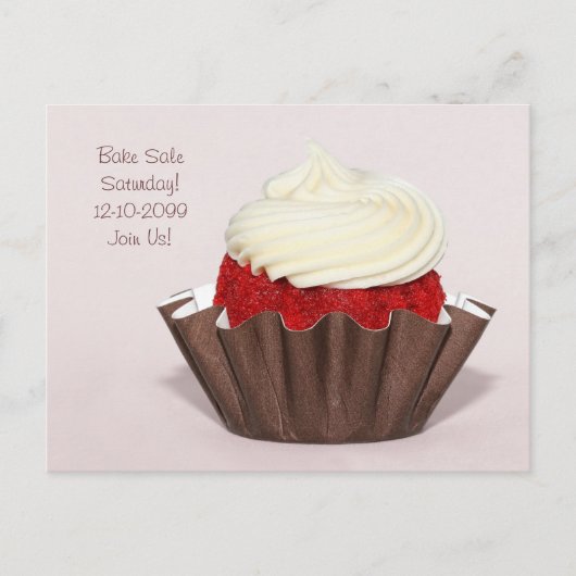 Bake Sale Fundraiser Briefkaart Red Velvet Cupcak (Voorkant)