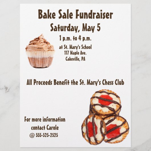 Bake Sale Fundraiser Flyer Cookies & Cupcakes (Voorkant)