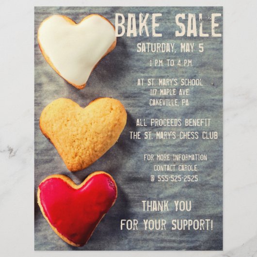 Bake Sale Fundraiser Flyer Moderne Style Cookies (Voorkant)
