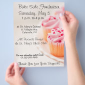 Bake Sale Fundraiser Flyer roze cupcakes design (Hand)