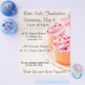 Bake Sale Fundraiser Flyer roze cupcakes design (Enkel)