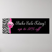 Bake Sale Poster Cute Zebra Cupcake Roze (Voorkant)