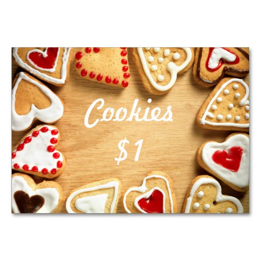 Bake Sale Table Signage Kaart Cookies op Hout (Voorkant)