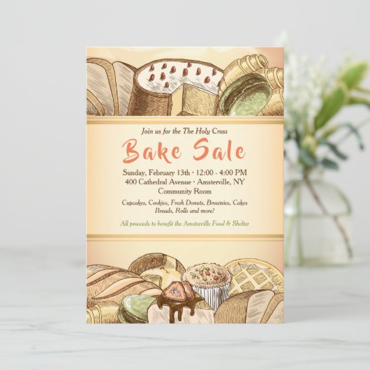 Bake Sale Uitnodiging (Staand voorkant)