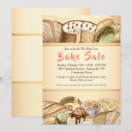Bake Sale Uitnodiging (Voorkant / Achterkant)