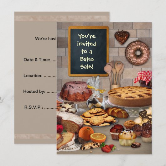 Bake Sale Uitnodiging (Voorkant / Achterkant)