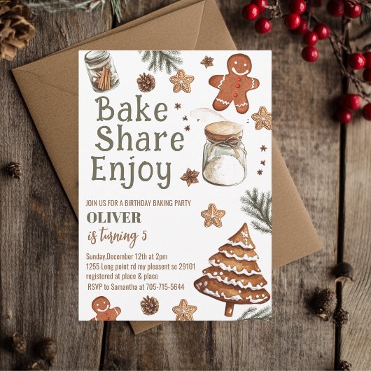 Bake Share Enjoy Christmas Birthday  Party Kaart