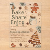 Bake Share Geniet |  groene & bruine kerst Acryl Uitnodigingen (Voorkant)