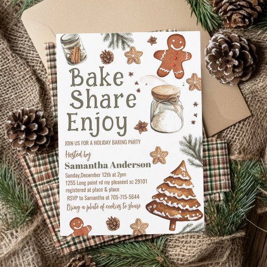 Bake Share Geniet van  groene & bruine kerst Kaart