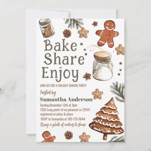 Bake Share Geniet van  groene & bruine kerst Kaart (Voorkant)