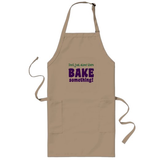 "BAKE something!" Apron Lang Schort (Voorkant)