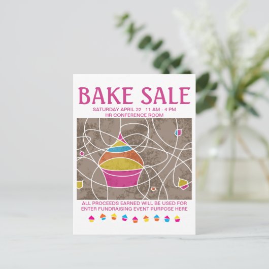 bake-verkoop vliegers briefkaart (Staand voorkant)