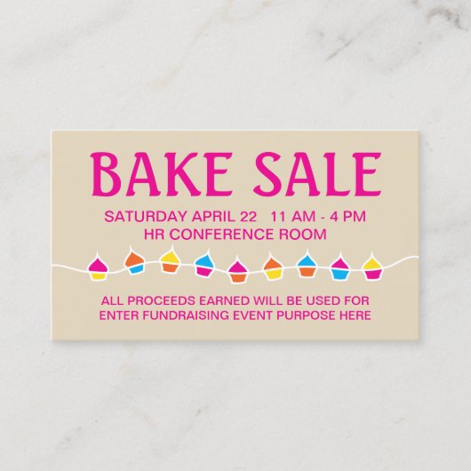 bake-verkoop vliegers visitekaartje (Voorkant)