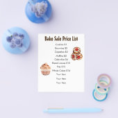 Bake-verkoopprijslijst Chocolate Cupcake en koekje Flyer (Enkel)