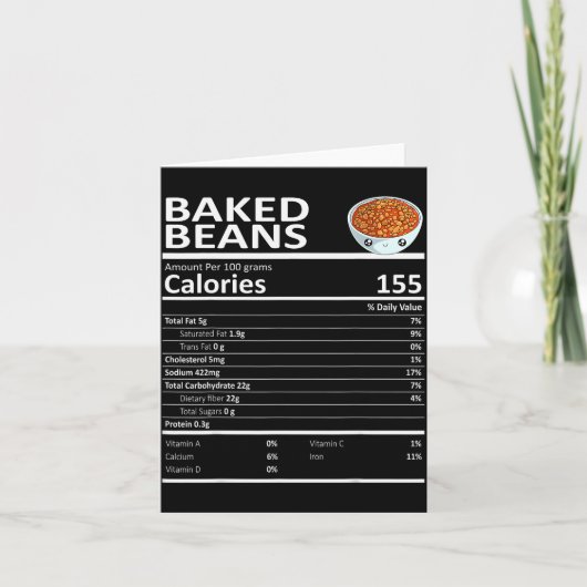 Baked Beans Nutritional Facts Thanksgiving X-mas G Kaart (Voorkant)