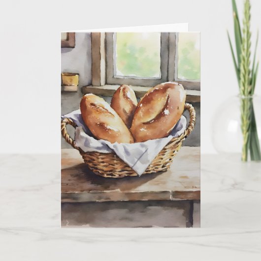 Baked Bread in a Basket Farmhouse Aesthetic Kaart (Voorkant)