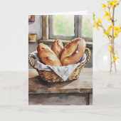 Baked Bread in a Basket Farmhouse Aesthetic Kaart (Gele Bloem)