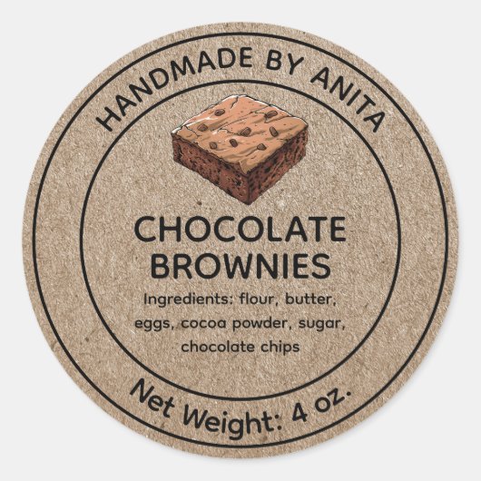 Baked Goods Chocolade Brownies Label Kraft (Voorkant)