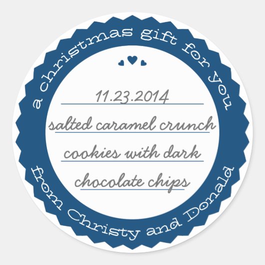 Baked Goods Rond Cadeauetiket Sticker Circle Navy (Voorkant)