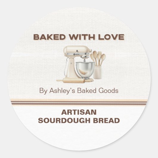 Baked With Love Artisan Bread Bakery Sticker (Voorkant)