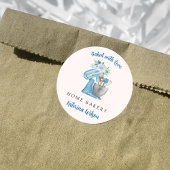 Baked with Love Blue Flower Mixer Ronde Sticker