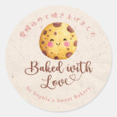 Baked with Love Kraft Kawaii Chocolate Chip Cookie Ronde Sticker (Voorkant)