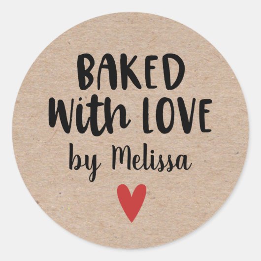 Baked with Love Ronde Sticker (Voorkant)