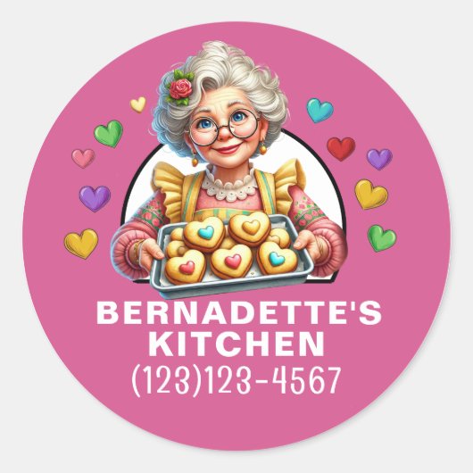 Baked with Love Ronde Sticker (Voorkant)