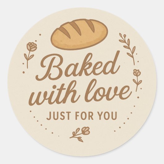 Baked With Love Sticker Label (Voorkant)