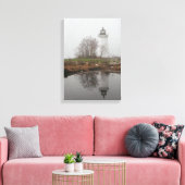 Baken in de mist canvas afdruk (Insitu (Woonkamer))
