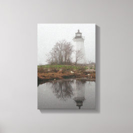 Baken in de mist canvas afdruk