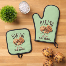 Baken is liefdesgemaakt eetbaar ovenwant & pannenlap set