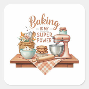 Baken is mijn superkracht vierkante sticker
