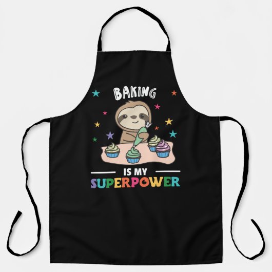Baken is mijn Superpower Sweet Sloth BOD Volwassen Schort (Voorkant)
