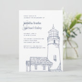 baken | Nautical Engagement Party Uitnodiging (Staand voorkant)