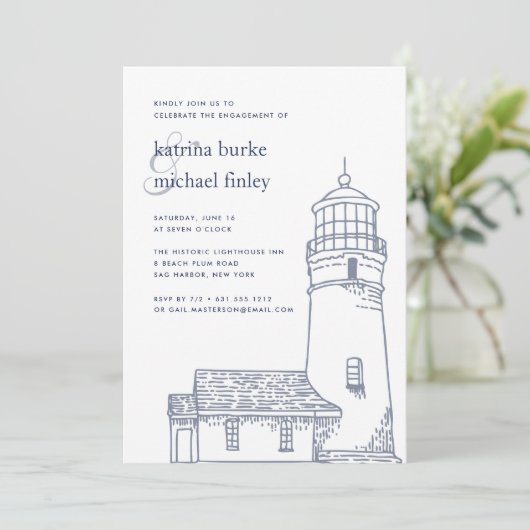 baken | Nautical Engagement Party Uitnodiging (Staand voorkant)