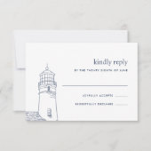 baken | Nautical Lighthouse RSVP-kaart RSVP Kaartje (Voorkant)