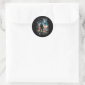 Baken op de verre wereld ronde sticker (Tas)