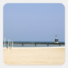 Baken van Lake Michigan Shores Vierkante Sticker