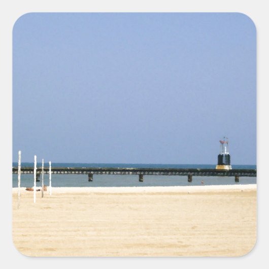 Baken van Lake Michigan Shores Vierkante Sticker (Voorkant)
