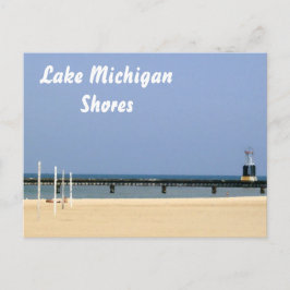 Bakenlicht van Lake Michigan Shores Briefkaart