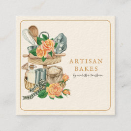 Baker Bakery Baking Utensils Vierkante Visitekaartje