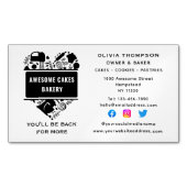 Baker Bakery Cakes Koekjes Pastry Chef White Black Magnetisch Visitekaartje (Voorkant)