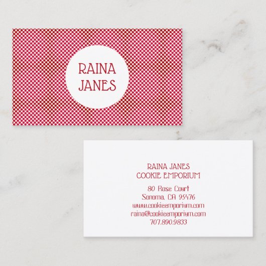Baker Bakery Cookie Maker Red Polka Dots Visitekaartje (Voorkant / Achterkant)