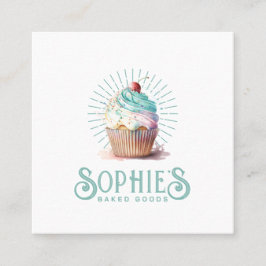 Baker Bakery Cupcake Logo Square Visitekaartje