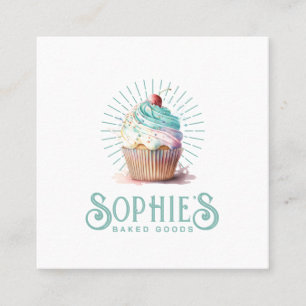 Baker Bakery Cupcake Logo Square Visitekaartje