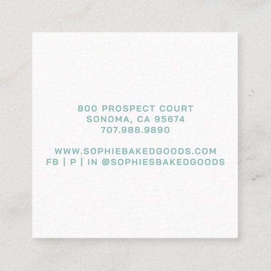 Baker Bakery Cupcake Logo Square Visitekaartje (Achterkant)