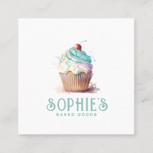 Baker Bakery Cupcake Logo Square Visitekaartje