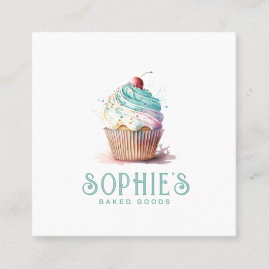 Baker Bakery Cupcake Logo Square Visitekaartje (Voorkant)