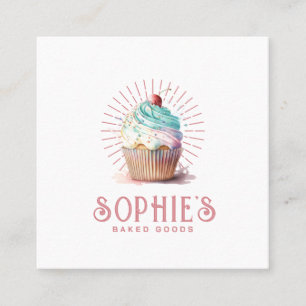 Baker Bakery Cupcake Logo Square Visitekaartje